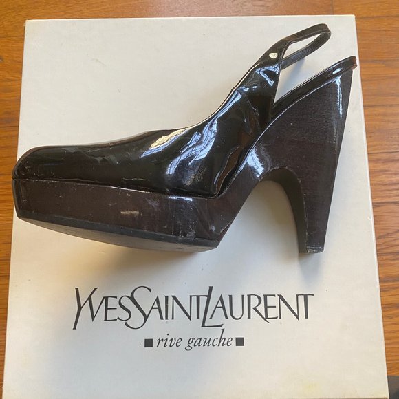 YSL Black Platform Patent High Heel Shoe | Size 38 - Picture 12 of 16